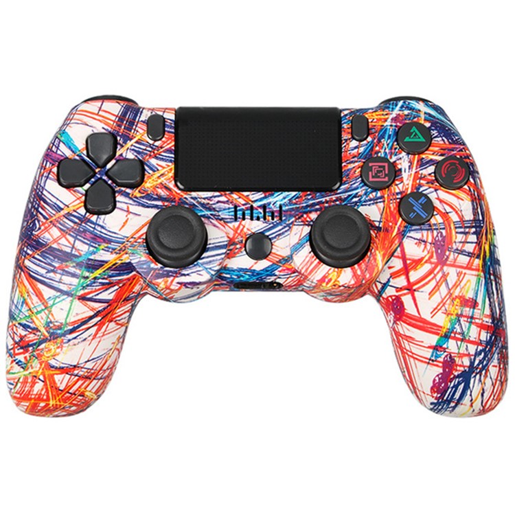 Wireless Bluetooth Controller with Lightbar Dual Vibrating Game Handle Pattern Painted Gamepad for PS4 - Line