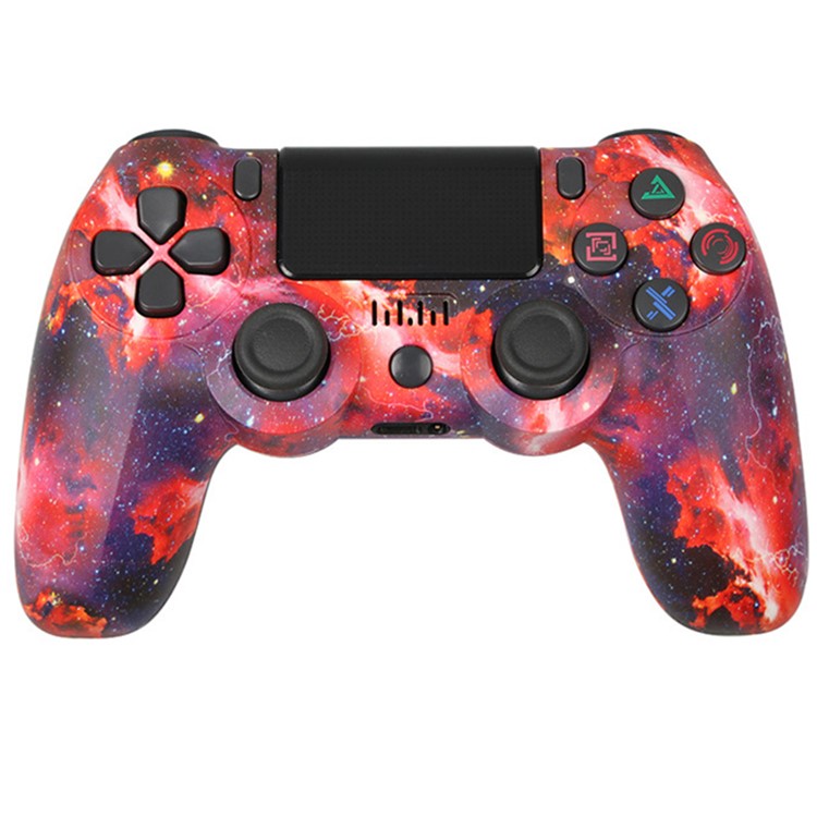 Wireless Bluetooth Controller with Lightbar Dual Vibrating Game Handle Pattern Painted Gamepad for PS4 - Starry Sky Pink