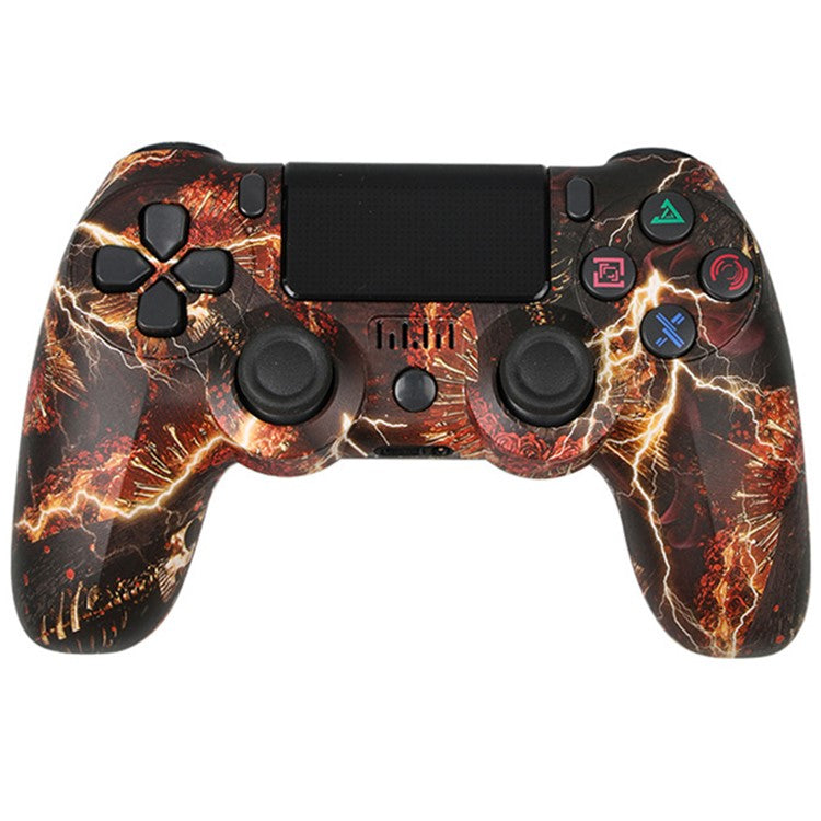 Wireless Bluetooth Controller with Lightbar Dual Vibrating Game Handle Pattern Painted Gamepad for PS4 - Fire