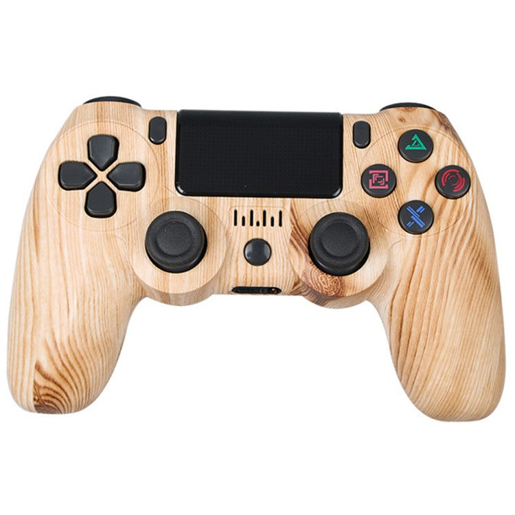 Wireless Bluetooth Controller with Lightbar Dual Vibrating Game Handle Pattern Painted Gamepad for PS4 - Wood Grain