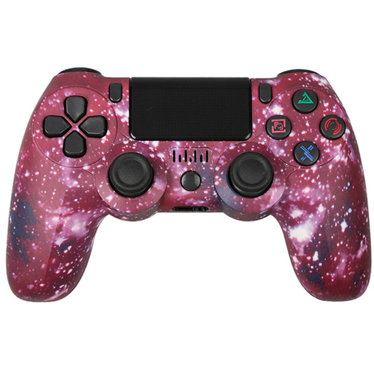 Wireless Bluetooth Controller with Lightbar Dual Vibrating Game Handle Pattern Painted Gamepad for PS4 - Starry Sky Purple