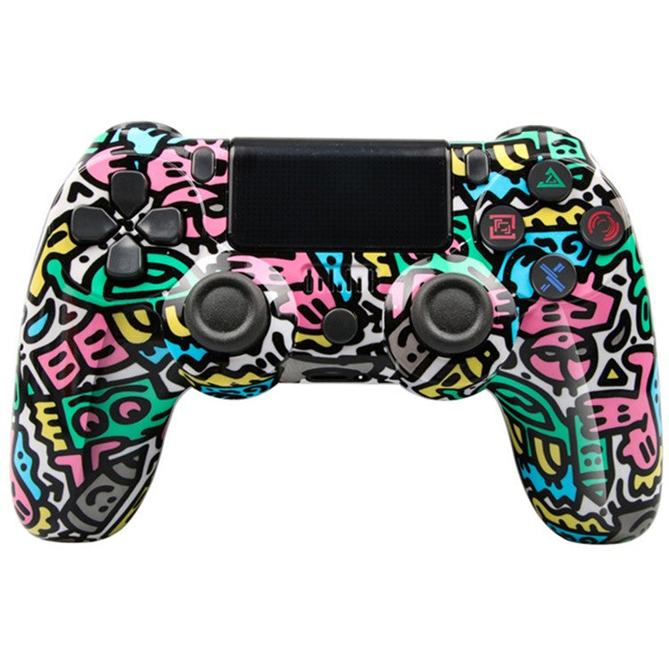 Wireless Bluetooth Controller with Lightbar Dual Vibrating Game Handle Pattern Painted Gamepad for PS4 - Alphabet