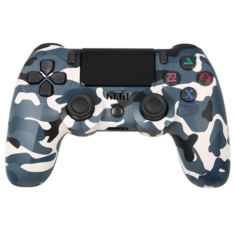 Wireless Bluetooth Controller with Lightbar Dual Vibrating Game Handle Pattern Painted Gamepad for PS4 - Camo Blue