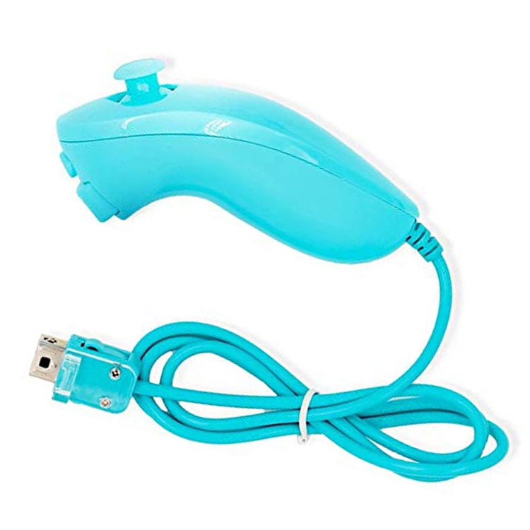 8530 For Nintendo Wii Anti-Slip Design 1:1 Curved Wired Game Controller Remote with Cable - Baby Blue