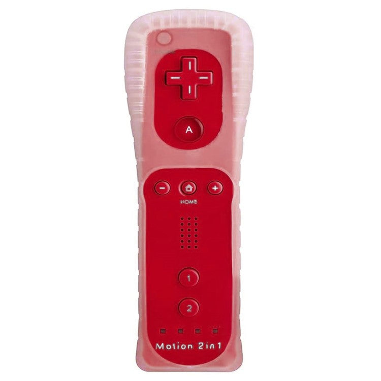 8512 Compatible with Nintendo Wii Remote Controller Motion 2-in-1 Wireless Gamepad with Silicone Case, Strap - Red