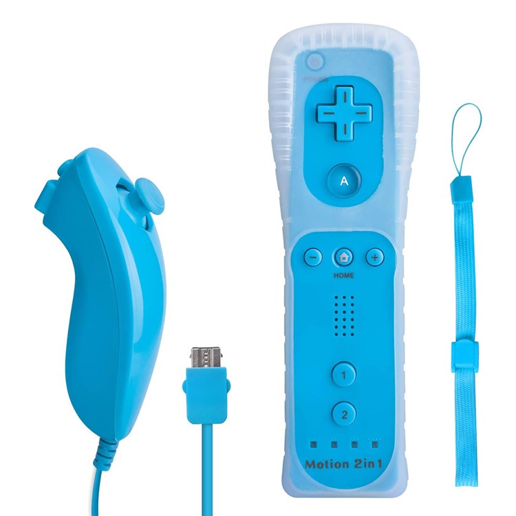 8512 For Wii U / Wii Console Remote Controller Game Wireless Handle Grip Built-in Motion Plus - Baby Blue