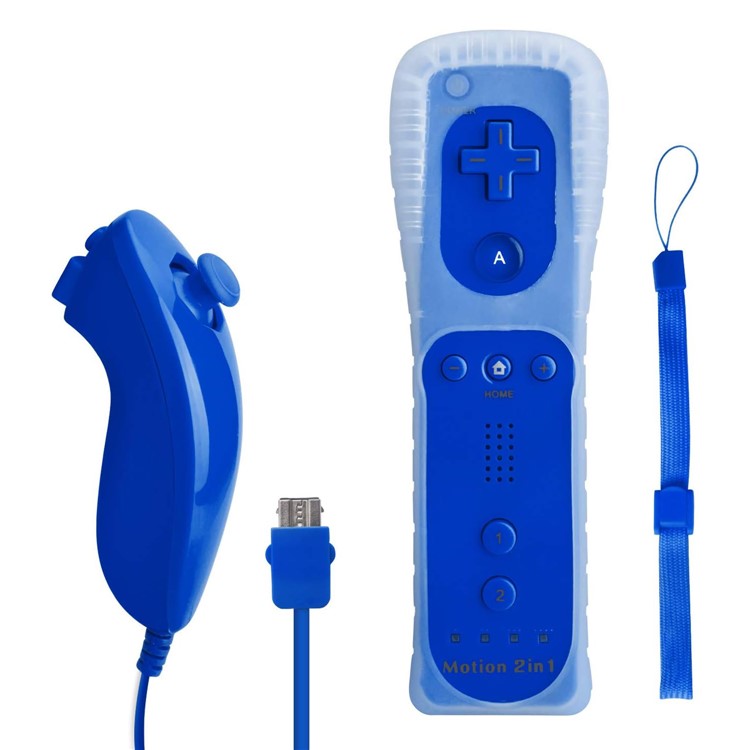 8512 For Wii U  /  Wii Console Remote Controller Game Wireless Handle Grip Built-in Motion Plus - Dark Blue