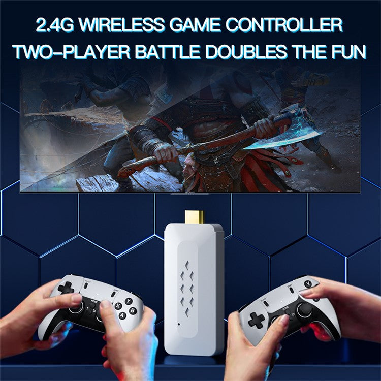 m22 Game Stick 4K, Dual 2.4G Wireless Game Controllers with 64G 30000+ Games for TV