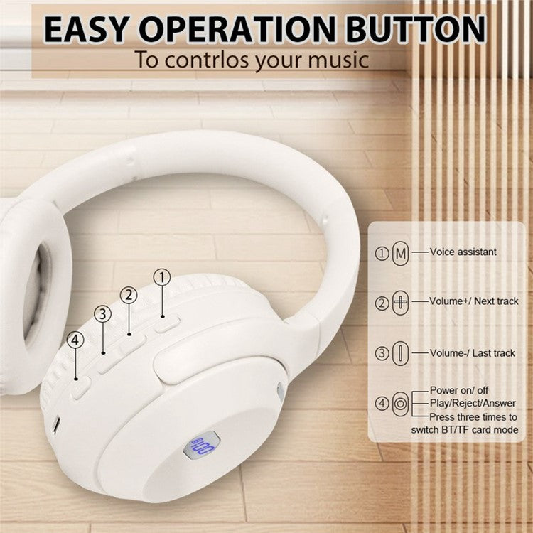 WH-1000XM4 Wireless Over-Ear Headphones with Battery Display Bluetooth-compatible Headset Support TF Card - Black