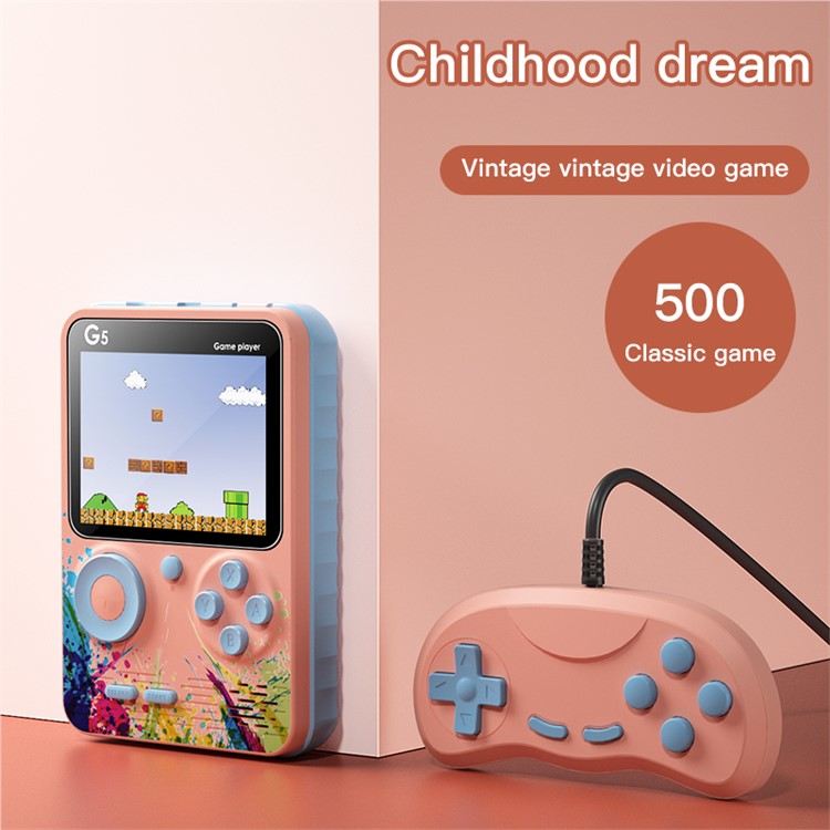 G5 3.0 Inch Classic Built-In 500 Games Retro Mini Handheld Video Game Console Support Two Player Gamepad - Grey