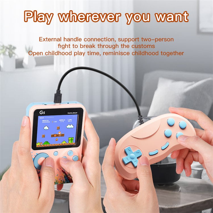 G5 3.0 Inch Classic Built-In 500 Games Retro Mini Handheld Video Game Console Support Two Player Gamepad - Grey