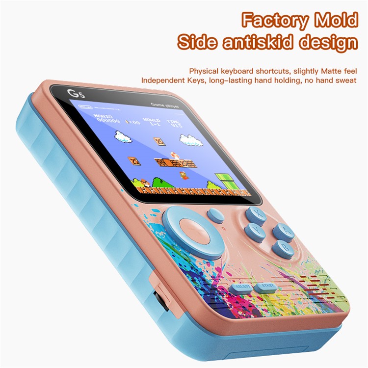 G5 3.0 Inch Classic Built-In 500 Games Retro Mini Handheld Video Game Console Support Two Player Gamepad - Grey