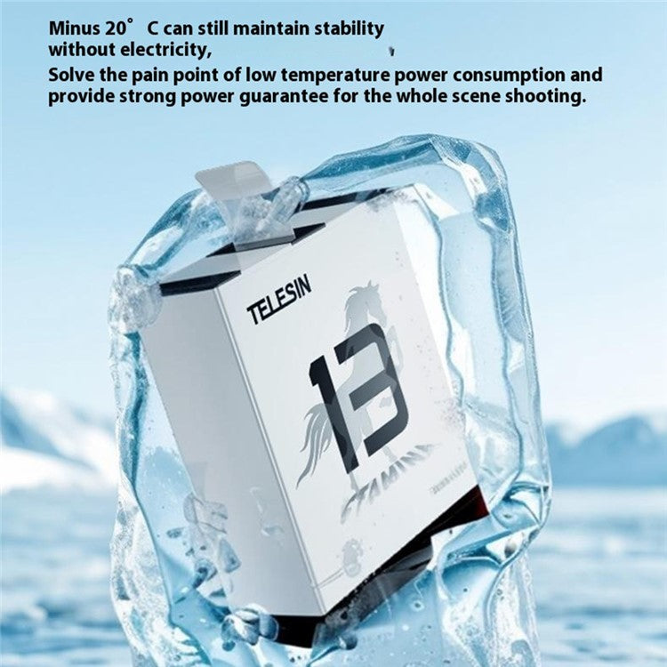 TELESIN S0-BTR-04-TGP For GoPro Hero 13 Sport Camera 1950mAh 7.4Wh Rechargeable Battery for Low Temperature