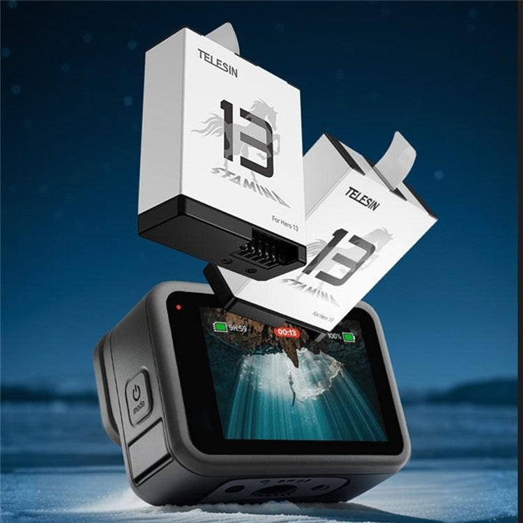 TELESIN S0-BTR-04-TGP For GoPro Hero 13 Sport Camera 1950mAh 7.4Wh Rechargeable Battery for Low Temperature