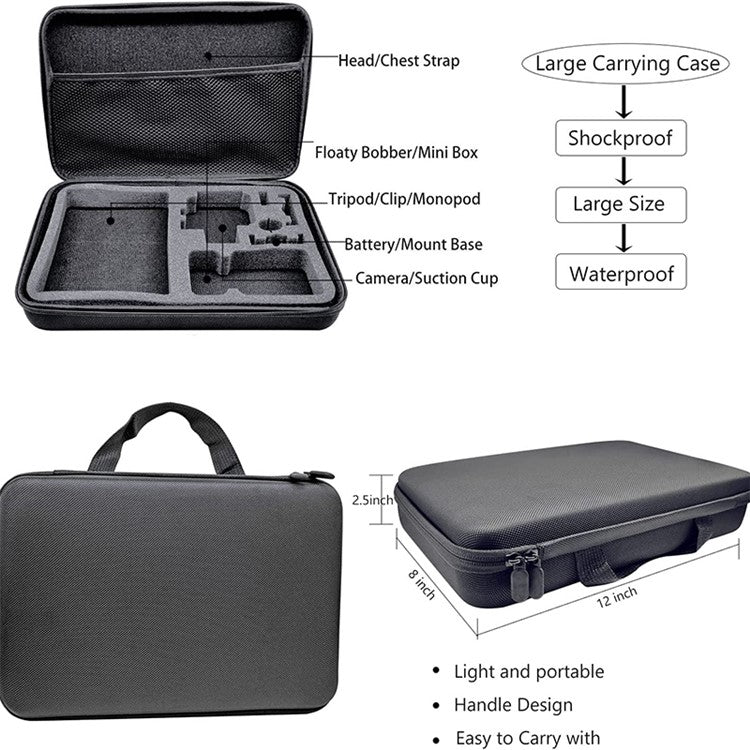 54-in-1 Accessories Kit for GoPro Hero 12 11 10 9 Waterproof Case Silicone Cover Tempered Glass Flim