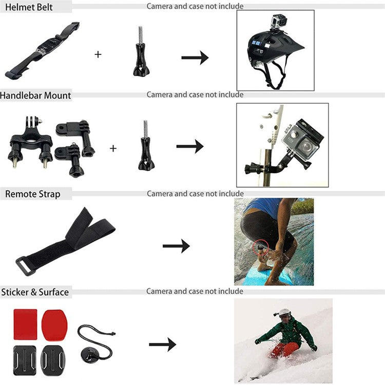 54-in-1 Accessories Kit for GoPro Hero 12 11 10 9 Waterproof Case Silicone Cover Tempered Glass Flim