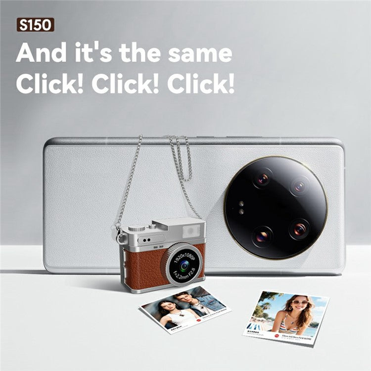 S150 Wearable Mini Camera 1080P HD Video 0.96 Inch IPS Display Necklace Pendant Retro Camera - Black