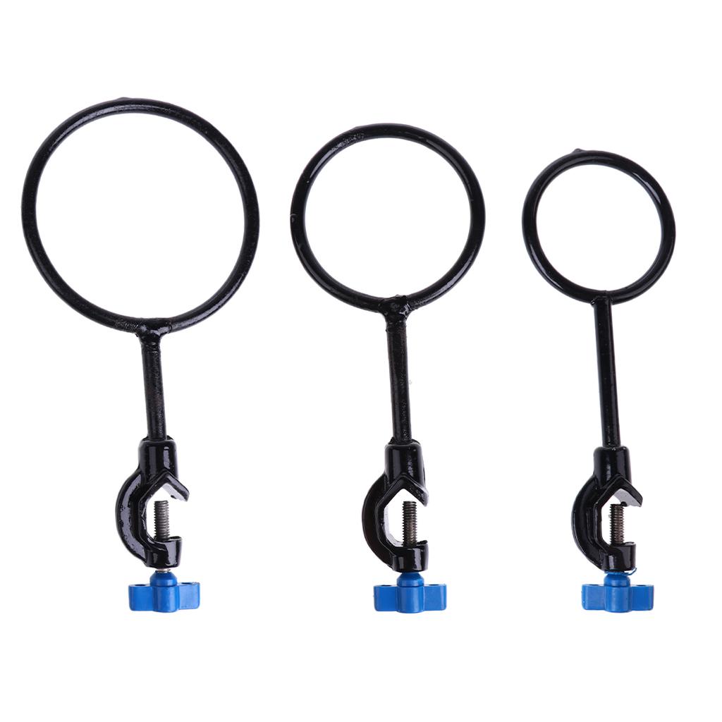 3 Pieces Laboratory Iron Metal Support Rings Lab Stand Bases with Jackscrews