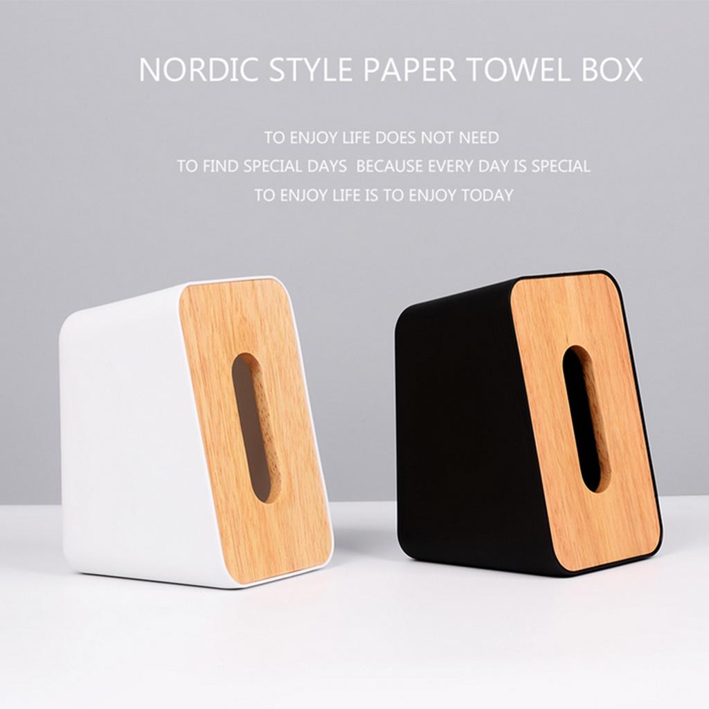 Modern Stylish Napkin Tissue Box Dispenser Holder Case Wooden Cover Black