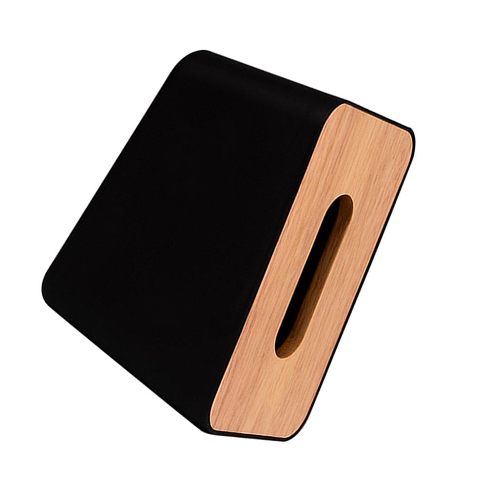 Modern Stylish Napkin Tissue Box Dispenser Holder Case Wooden Cover Black