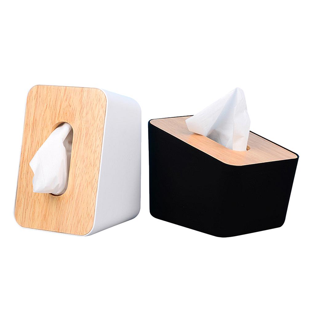 Modern Stylish Napkin Tissue Box Dispenser Holder Case Wooden Cover Black