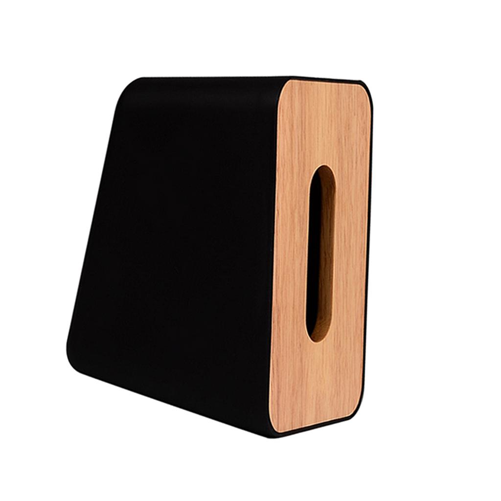 Modern Stylish Napkin Tissue Box Dispenser Holder Case Wooden Cover Black