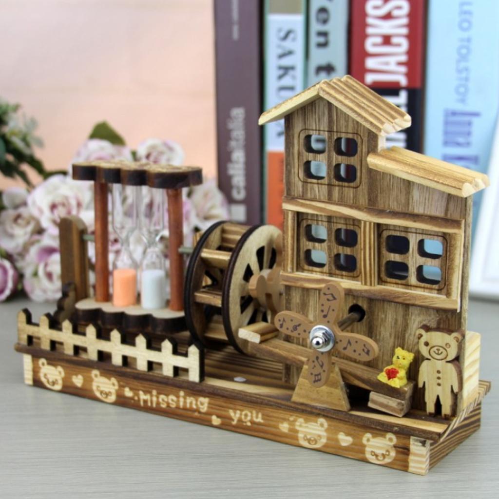 Countryside Windmill & Waterwheel Wooden Music Box Mechanism Musical Boxes