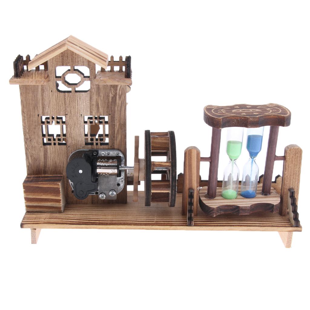 Countryside Windmill & Waterwheel Wooden Music Box Mechanism Musical Boxes