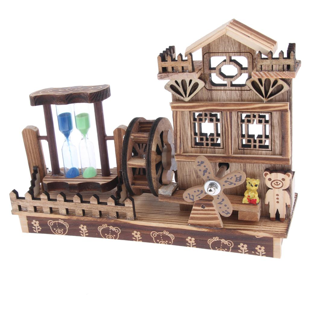 Countryside Windmill & Waterwheel Wooden Music Box Mechanism Musical Boxes