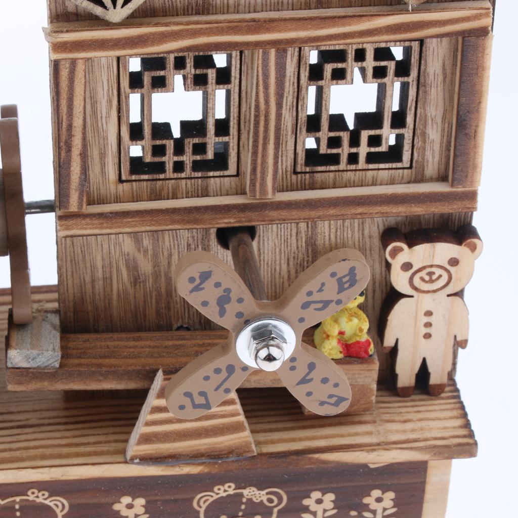 Countryside Windmill & Waterwheel Wooden Music Box Mechanism Musical Boxes