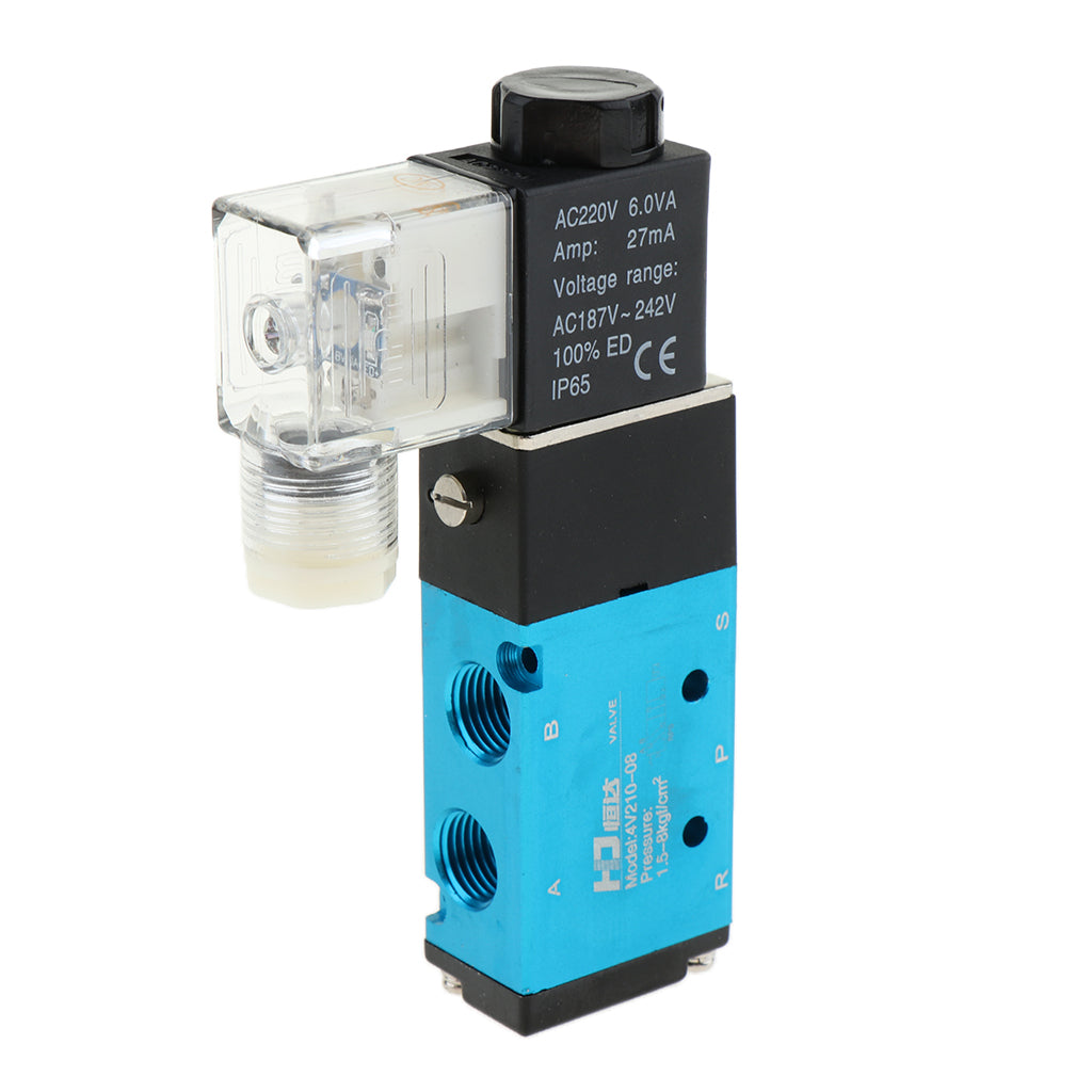 5 Way 2 Position Pneumatic Air Solenoid Valve 4V210-08 AC220V High-End Blue