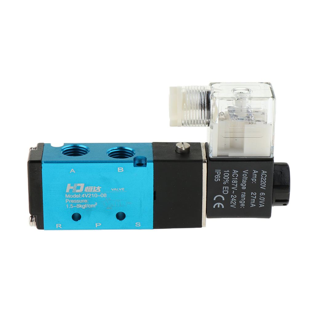 5 Way 2 Position Pneumatic Air Solenoid Valve 4V210-08 AC220V High-End Blue