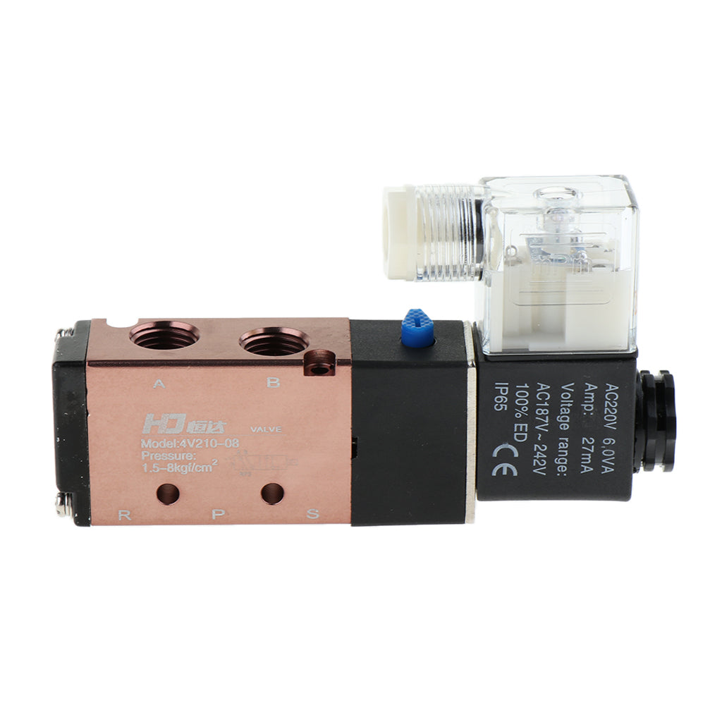 5 Way 2 Position Pneumatic Air Solenoid Valve 4V210-08 AC220V