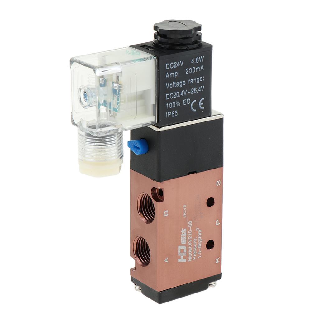 5 Way 2 Position Pneumatic Air Solenoid Valve 4V210-08 DC24V