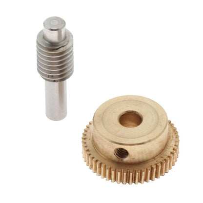 0.5 Modulus Brass Worm Gear Wheel + Gear Shaft Set  50 Tooth