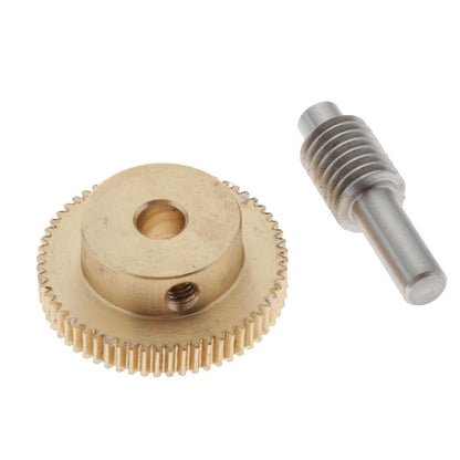 0.5 Modulus Brass Worm Gear Wheel 60 Tooth  + Steel Gear Shaft Set 