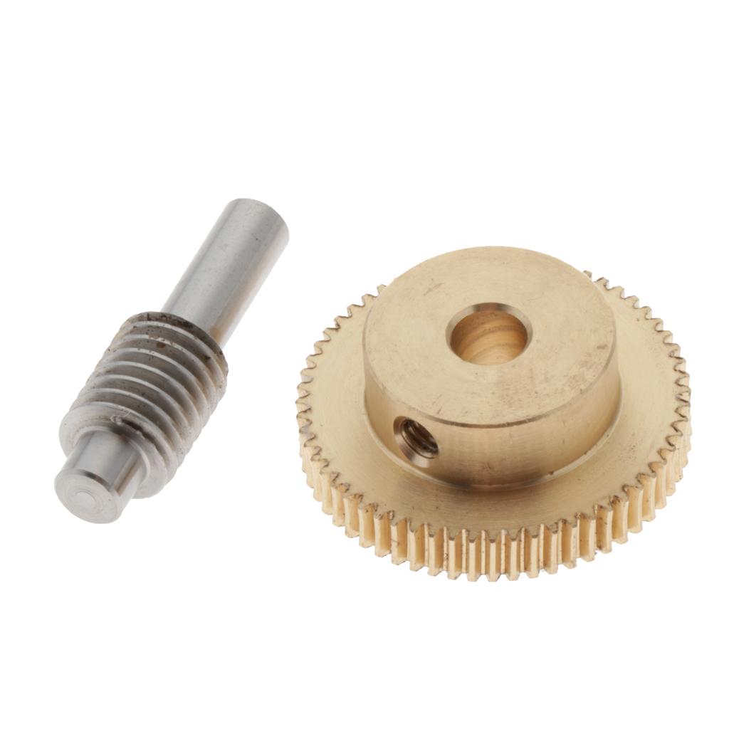 0.5 Modulus Brass Worm Gear Wheel 60 Tooth  + Steel Gear Shaft Set 