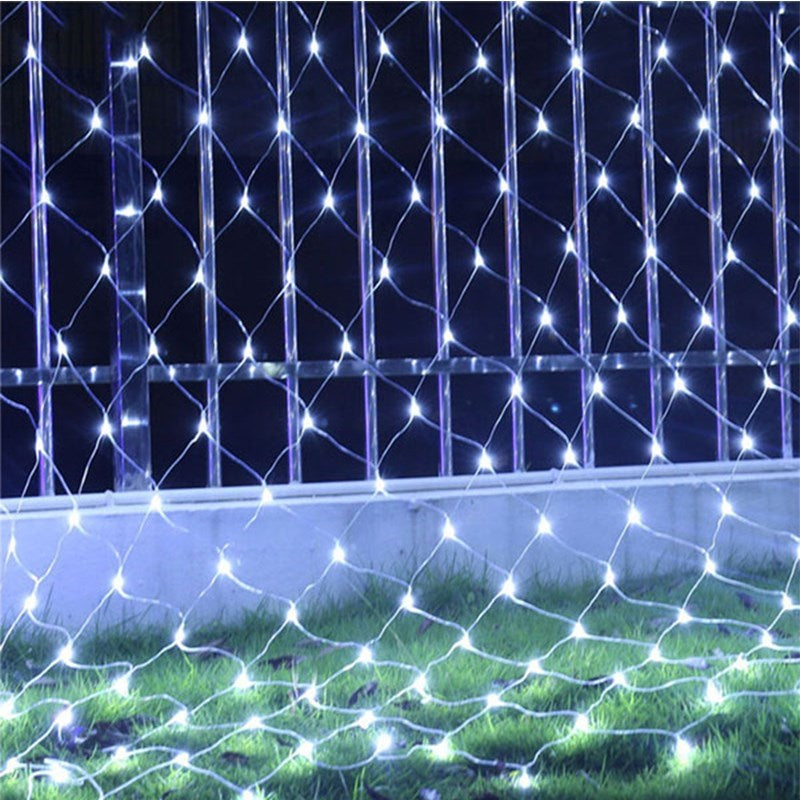 [1.5m x 1.5m] 96-LED Mesh Light String RGB Net Garland Lamp for Christmas New Year Wedding Holiday Party Decoration - White/EU Plug