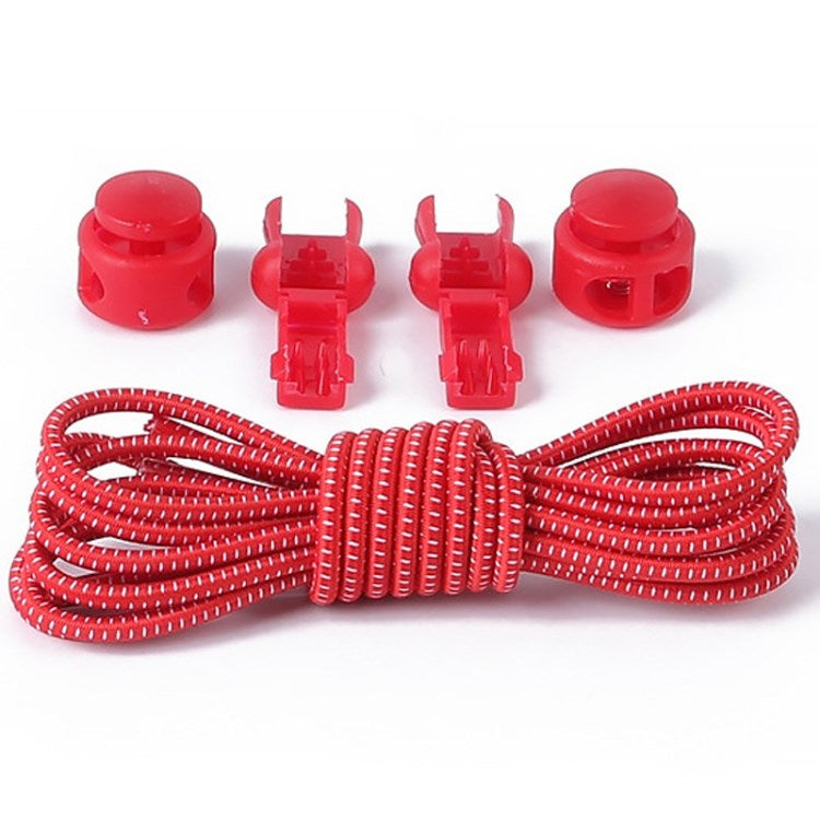 1 Pair 100cm Elastic Lazy Shoelaces Adult Children Shoe Laces with Anti-loose Spring Buckle - Red with White Dot