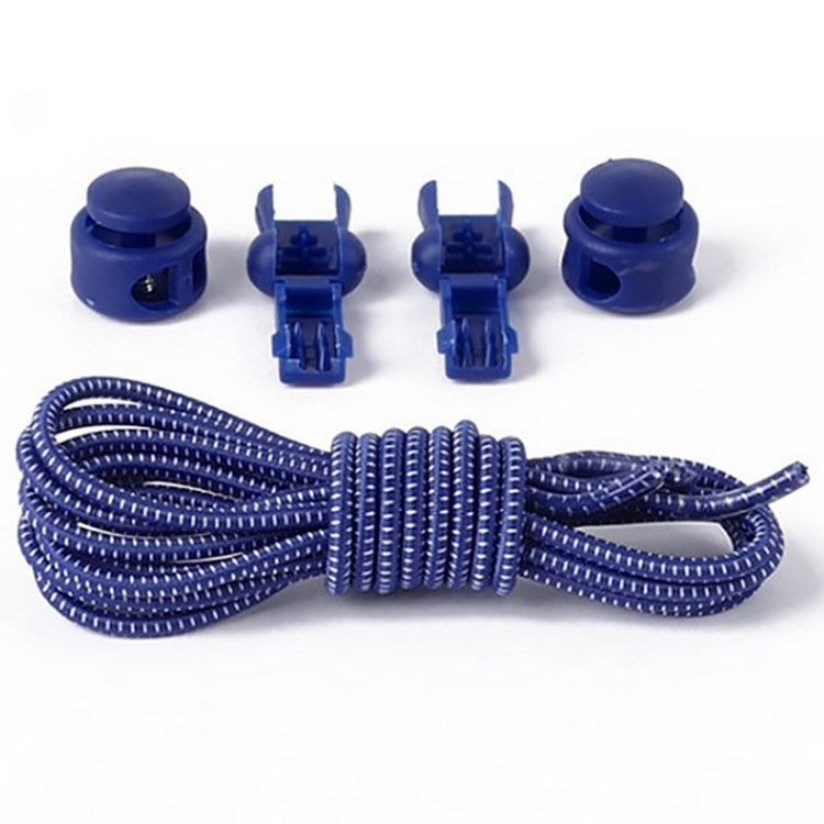 1 Pair 100cm Elastic Lazy Shoelaces Adult Children Shoe Laces with Anti-Loose Spring Buckle - Dark Blue with White Dot