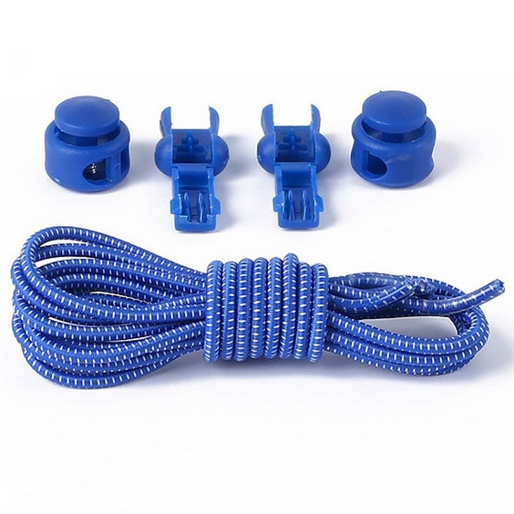 1 Pair 100cm Elastic Lazy Shoelaces Adult Children Shoe Laces with Anti-loose Spring Buckle - Light Blue with White Dot