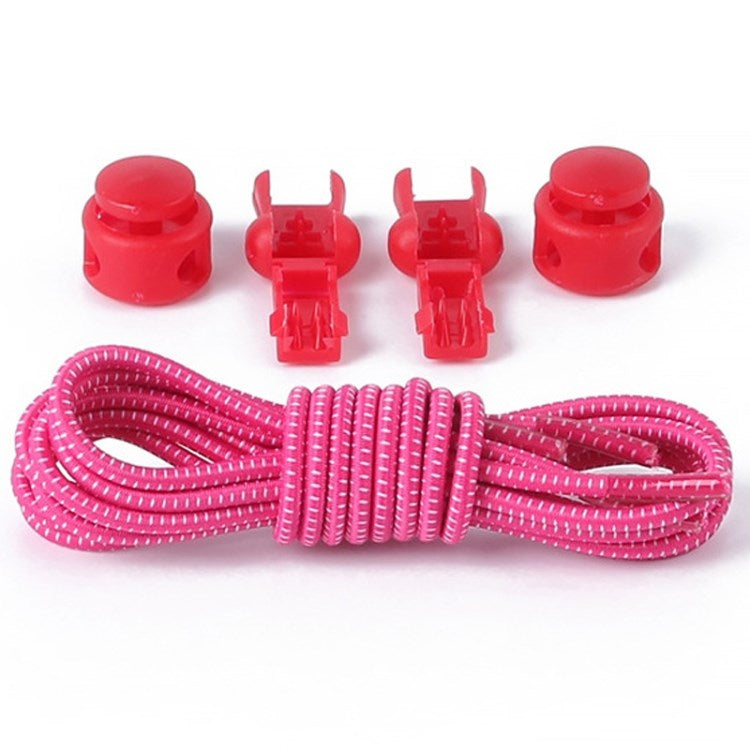 1 Pair 100cm Elastic Lazy Shoelaces Adult Children Shoe Laces with Anti-loose Spring Buckle - Rose with White Dot