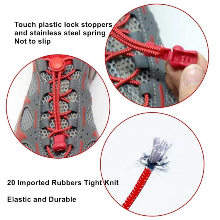 1 Pair 100cm Elastic Lazy Shoelaces Adult Children Shoe Laces with Anti-loose Spring Buckle - Dark Grey with White Dot