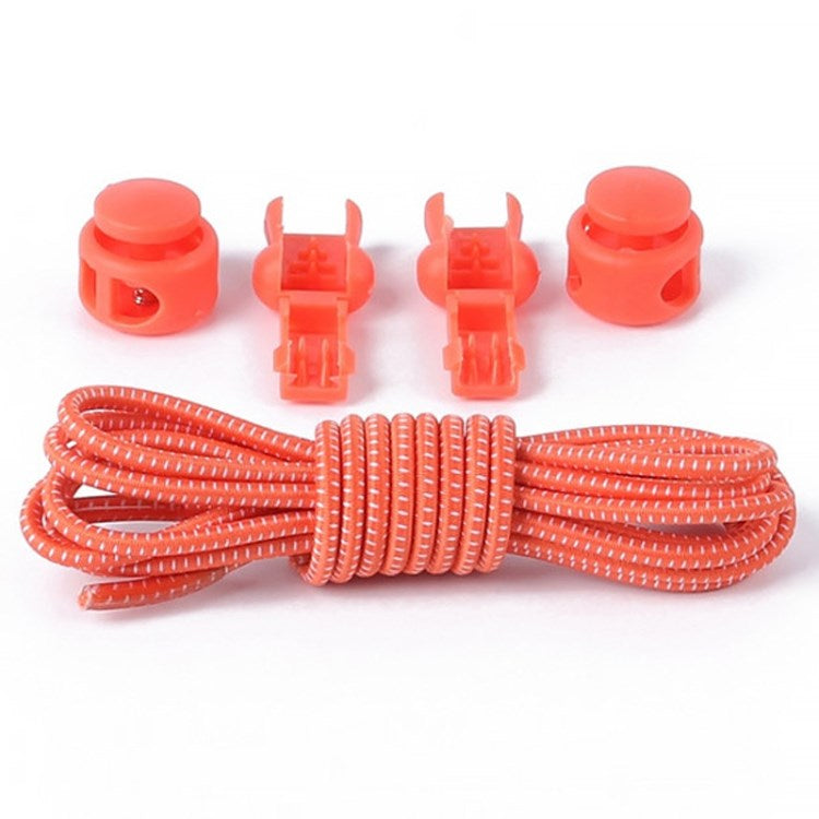 1 Pair 100cm Elastic Lazy Shoelaces Adult Children Shoe Laces with Anti-loose Spring Buckle - Orange with White Dot