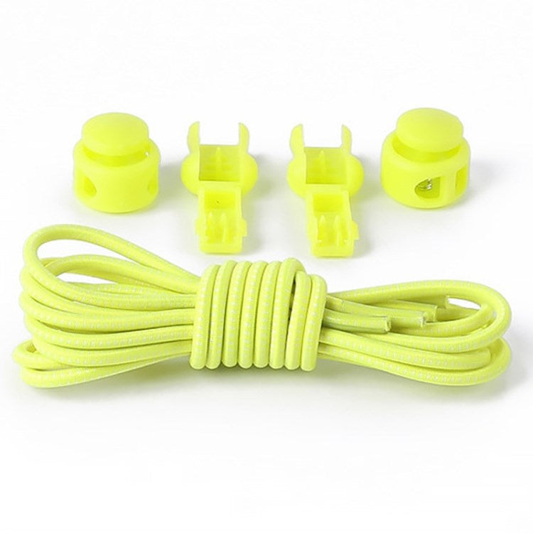 1 Pair 100cm Elastic Lazy Shoelaces Adult Children Shoe Laces with Anti-loose Spring Buckle - Fluorescent Yellow