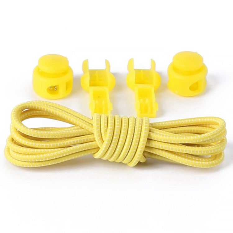 1 Pair 100cm Elastic Lazy Shoelaces Adult Children Shoe Laces with Anti-loose Spring Buckle - Yellow with White Dot