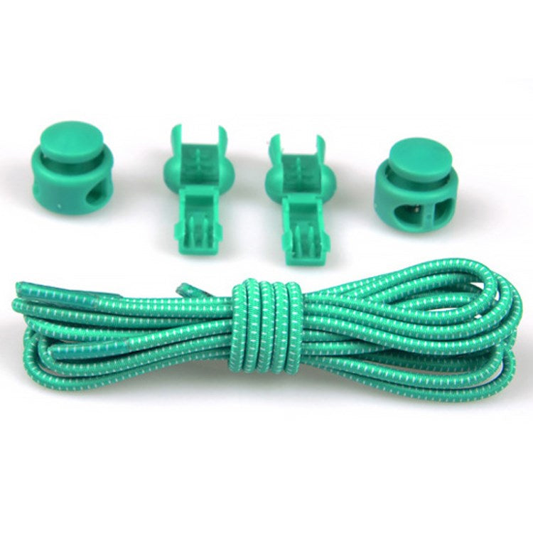 1 Pair 100cm Elastic Lazy Shoelaces Adult Children Shoe Laces with Anti-loose Spring Buckle - Grass Green with White Dot