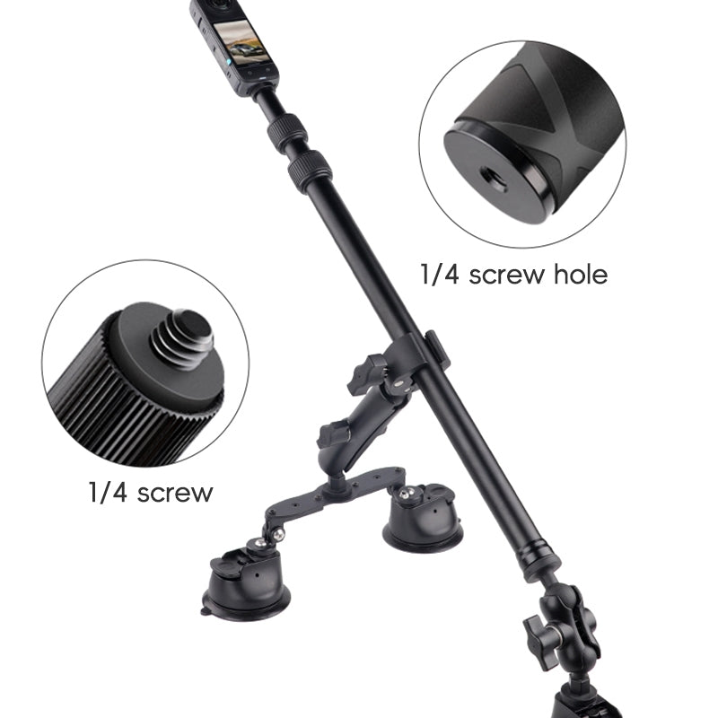 1/4 inch Screw Dual-Leg  Suction Cup Mount and 2 x Single-leg Car Suction Cup Mount Crab Clamps Set (Black)