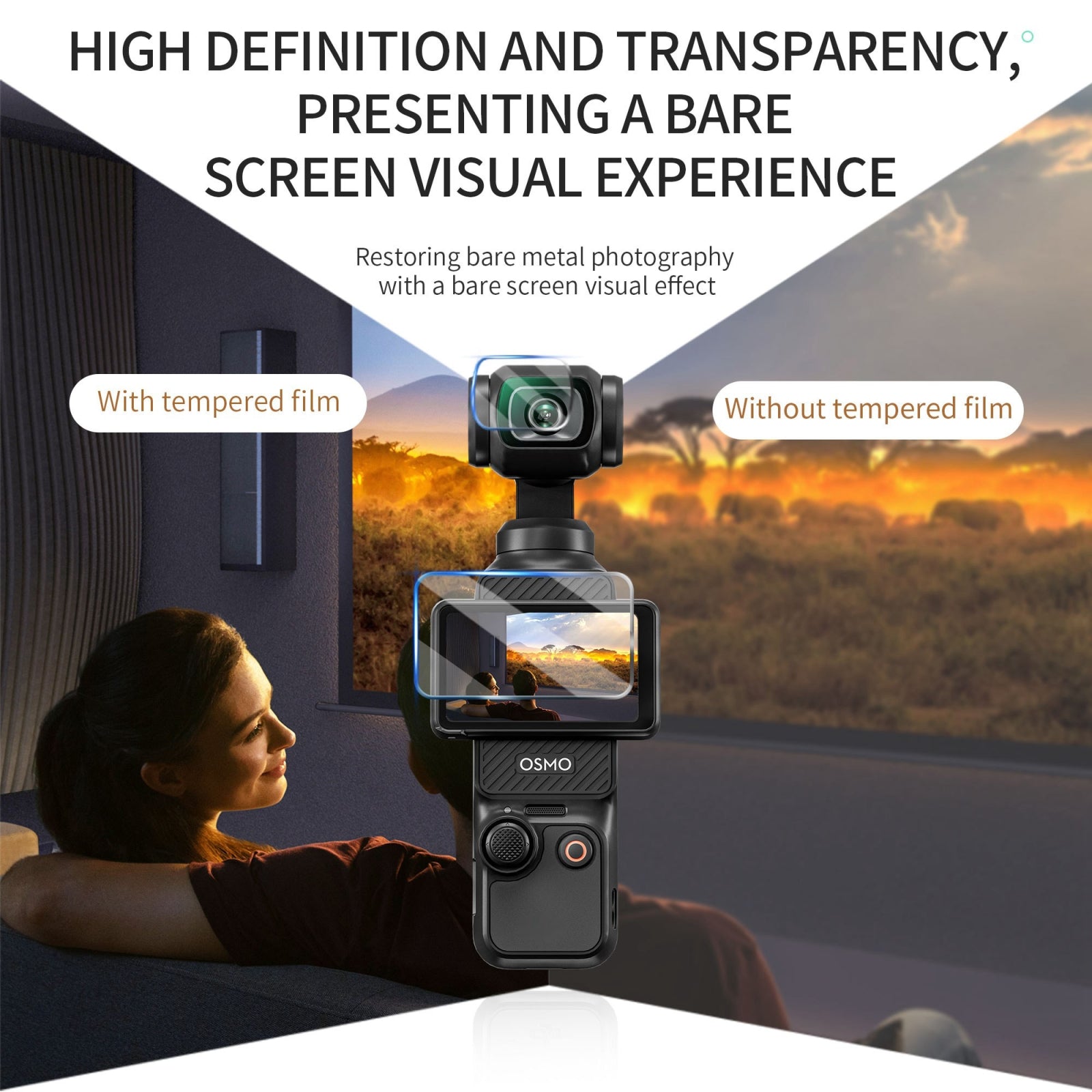 For DJI OSMO Pocket 3 STARTRC 2pcs 2 in 1 Tempered Glass Lens Protector + Screen Film (Transparent)