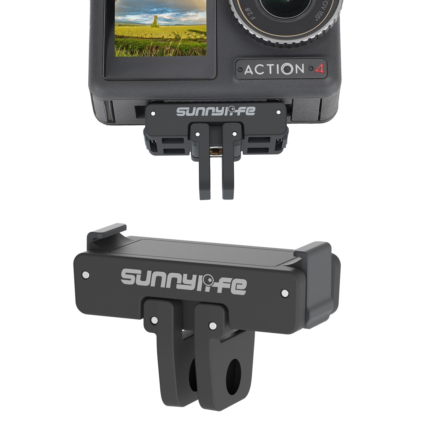 Sunnylife AD691 Magnetic Adapter Mount for DJI Action 2 / Osmo Action 3 / 4 (Black)